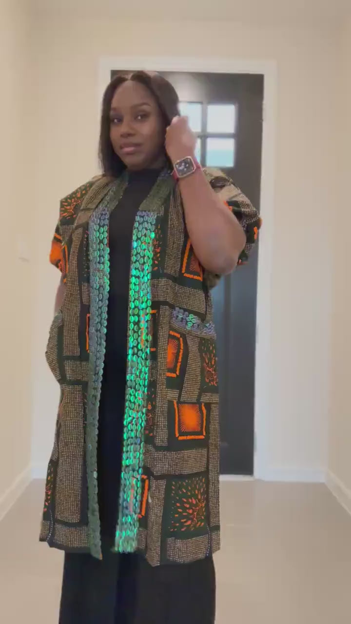 Beaded Ankara Kimono