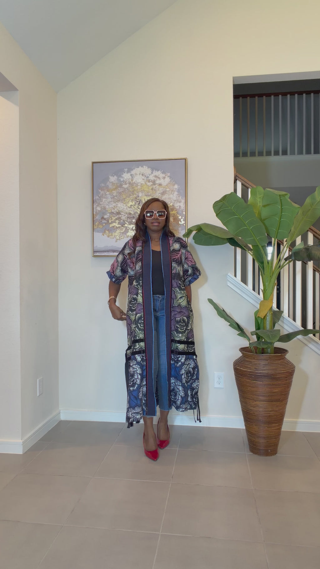 Elegant Floral Ankara Kimono, Boho Chic Kimono