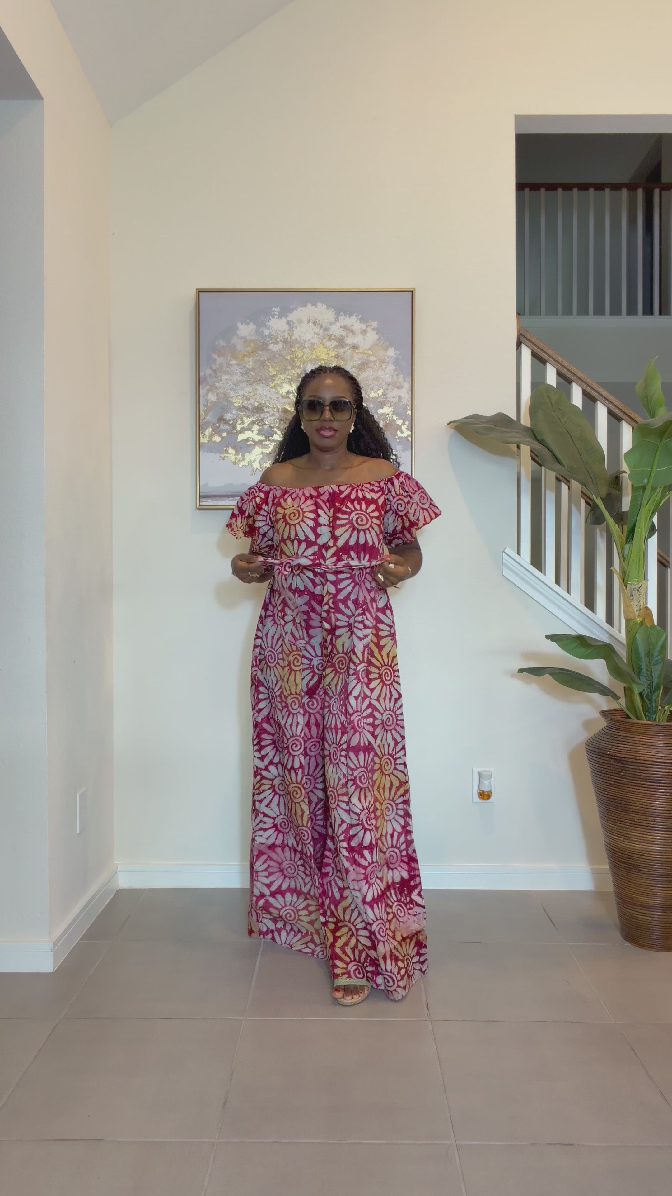 Adire Printed Wide-Leg Jumpsuit