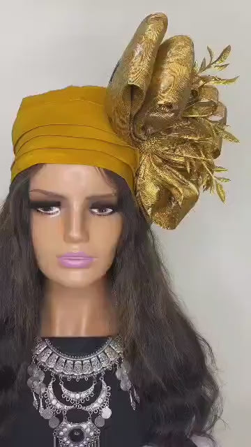 African Headwrap | Elegant Gele Style Head Tie for Weddings & Special Events
