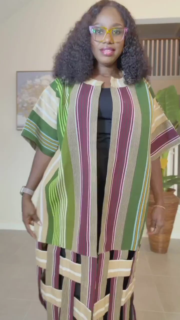 Handwoven Aso Oke Kimono Jacket | Nigerian Yoruba Fabric, Boho Coat