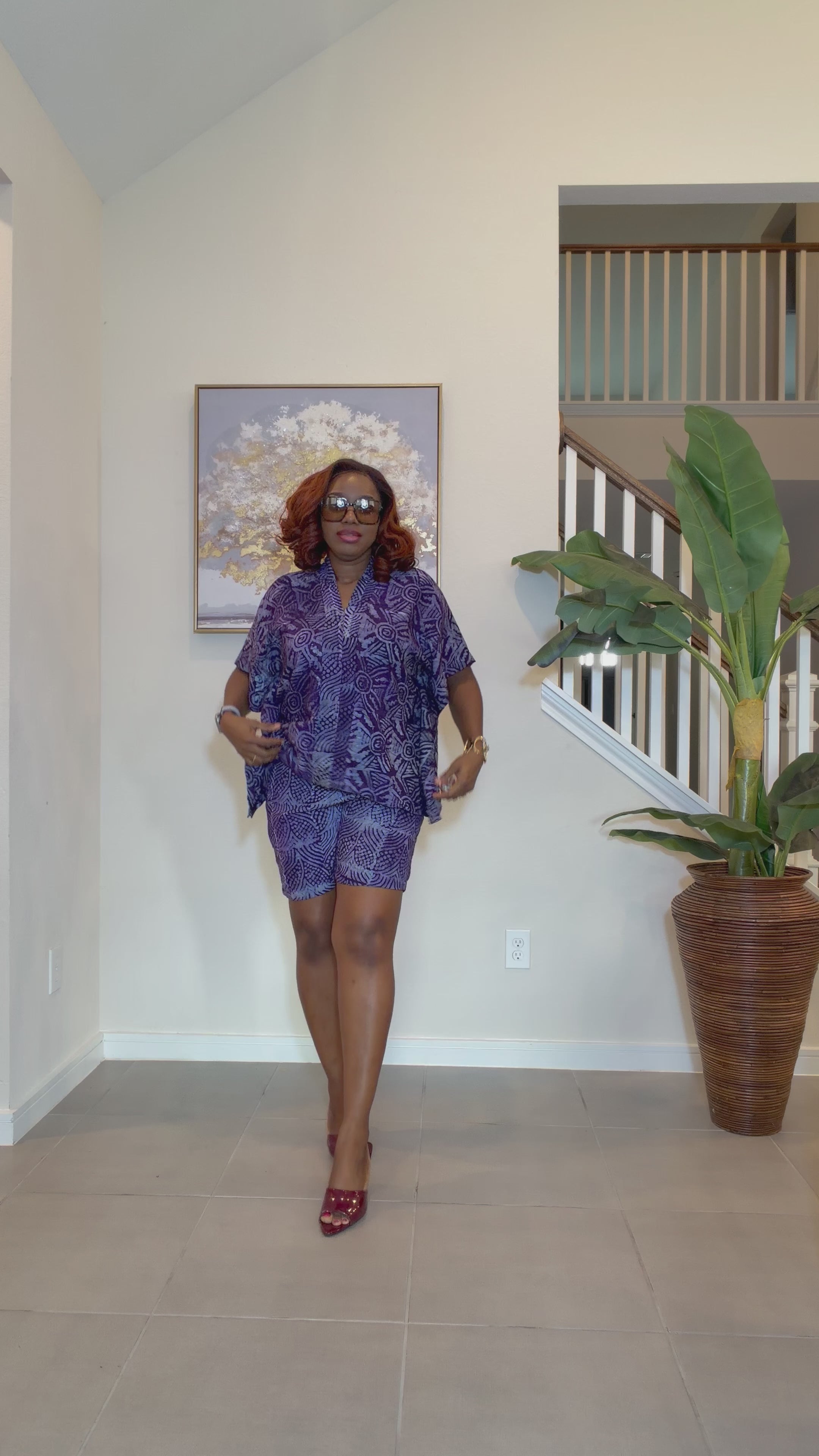 Adire Print Two-Piece Set, Summer Resort Wear