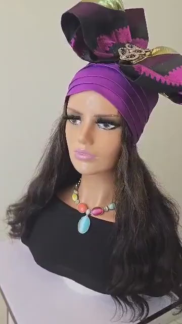 African Headwrap | Elegant Gele Style Head Tie for Weddings & Special Events