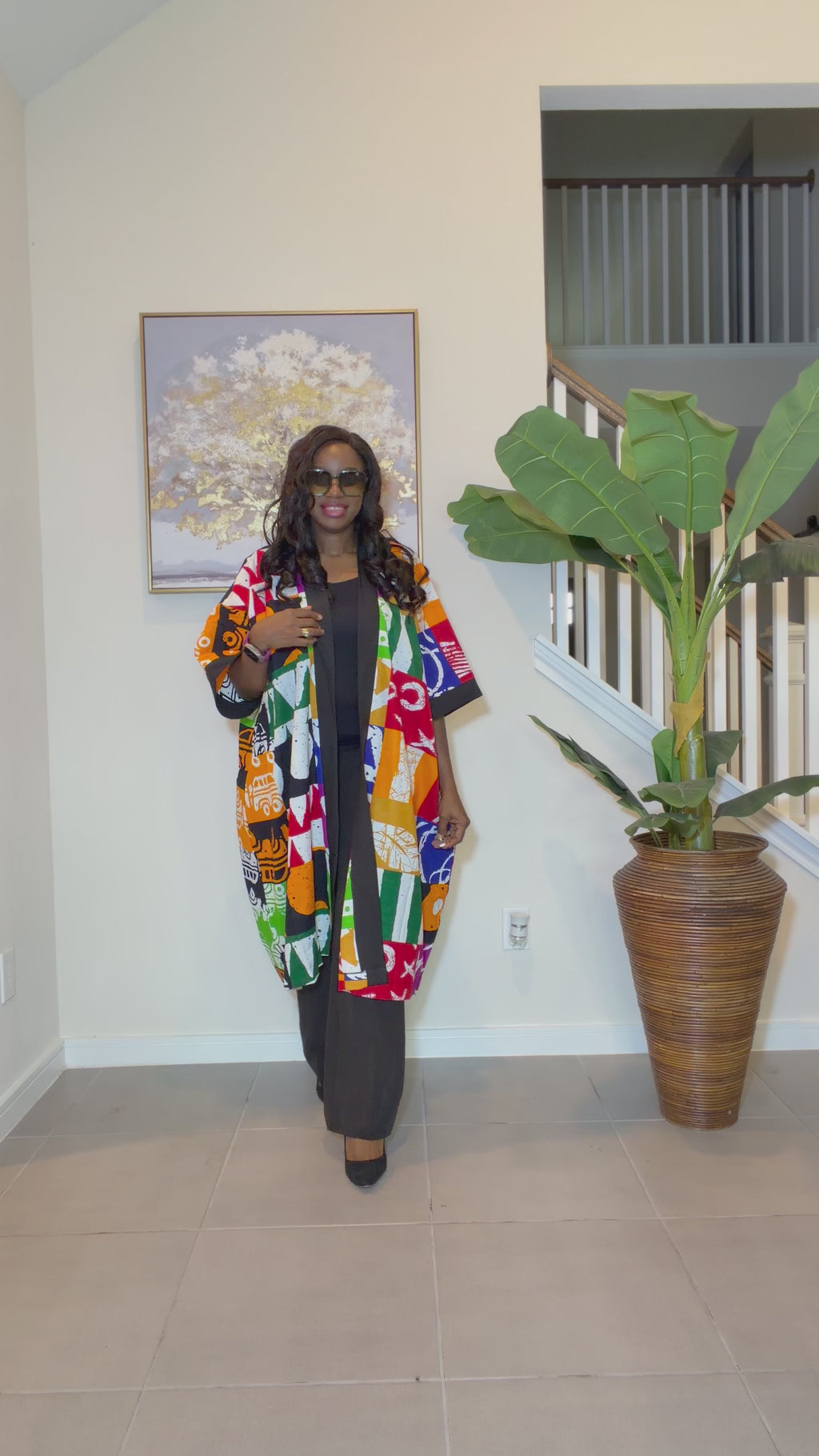 Ankara Patchwork Kimono, Abstract Pop Art Kimono