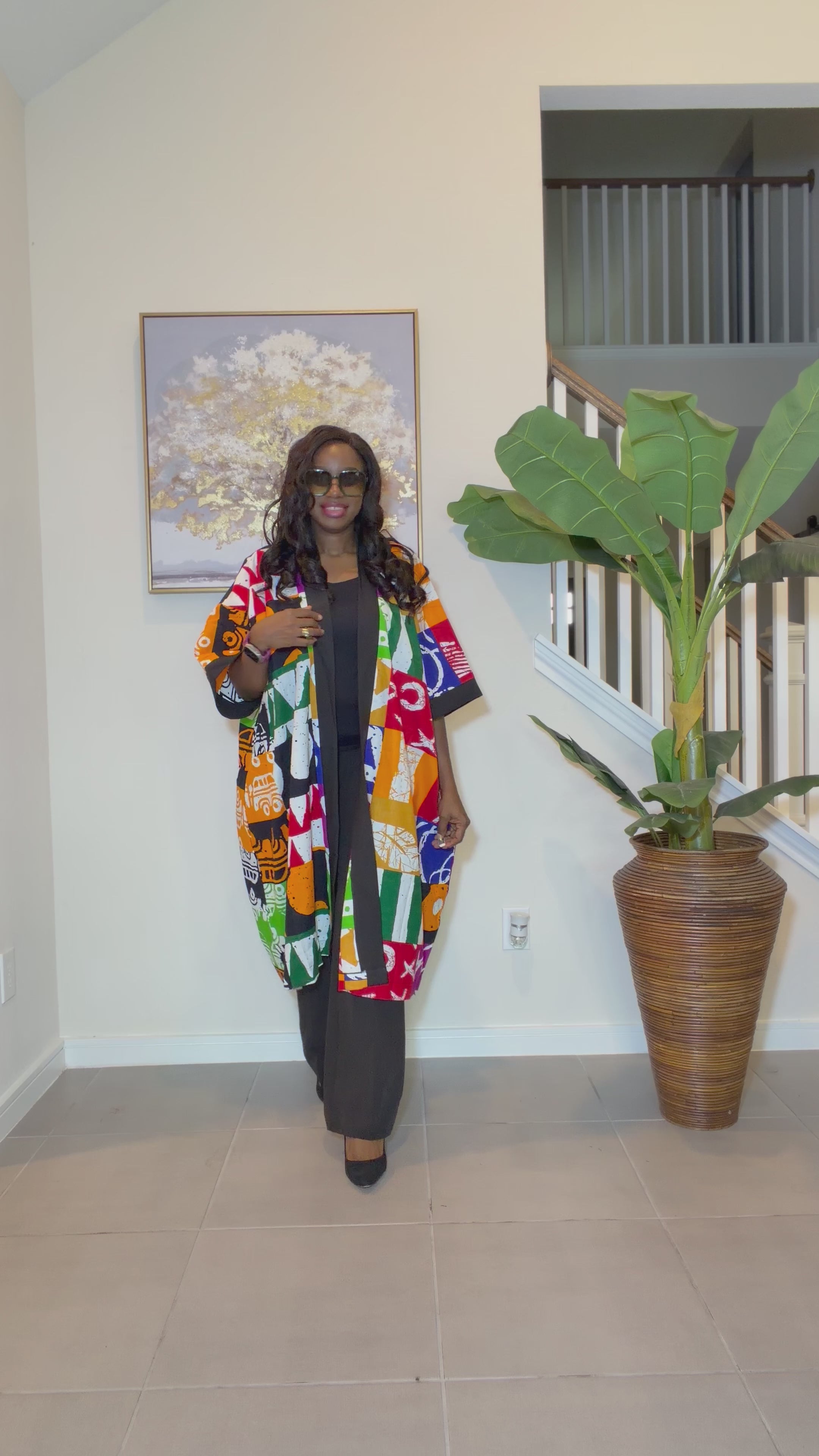 Ankara Patchwork Kimono, Abstract Pop Art Kimono