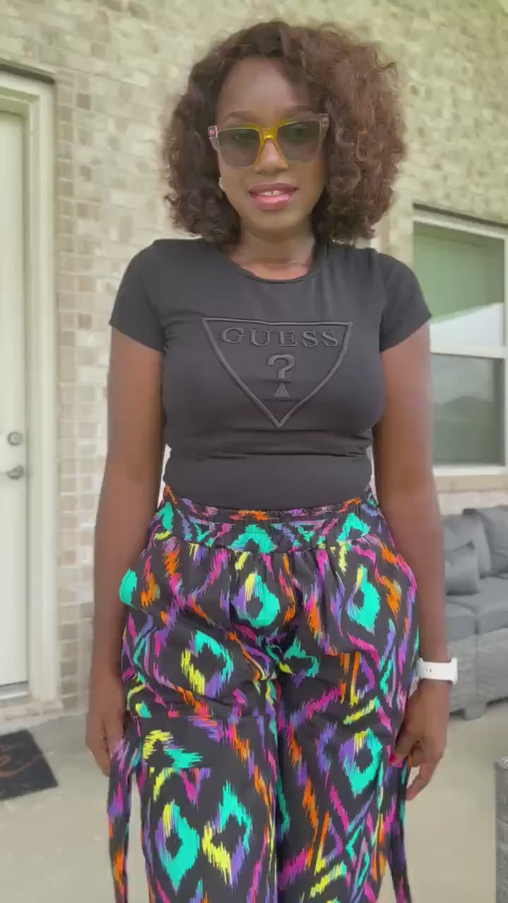 High Waist Ankara Pants: African Print Wide Leg Trousers