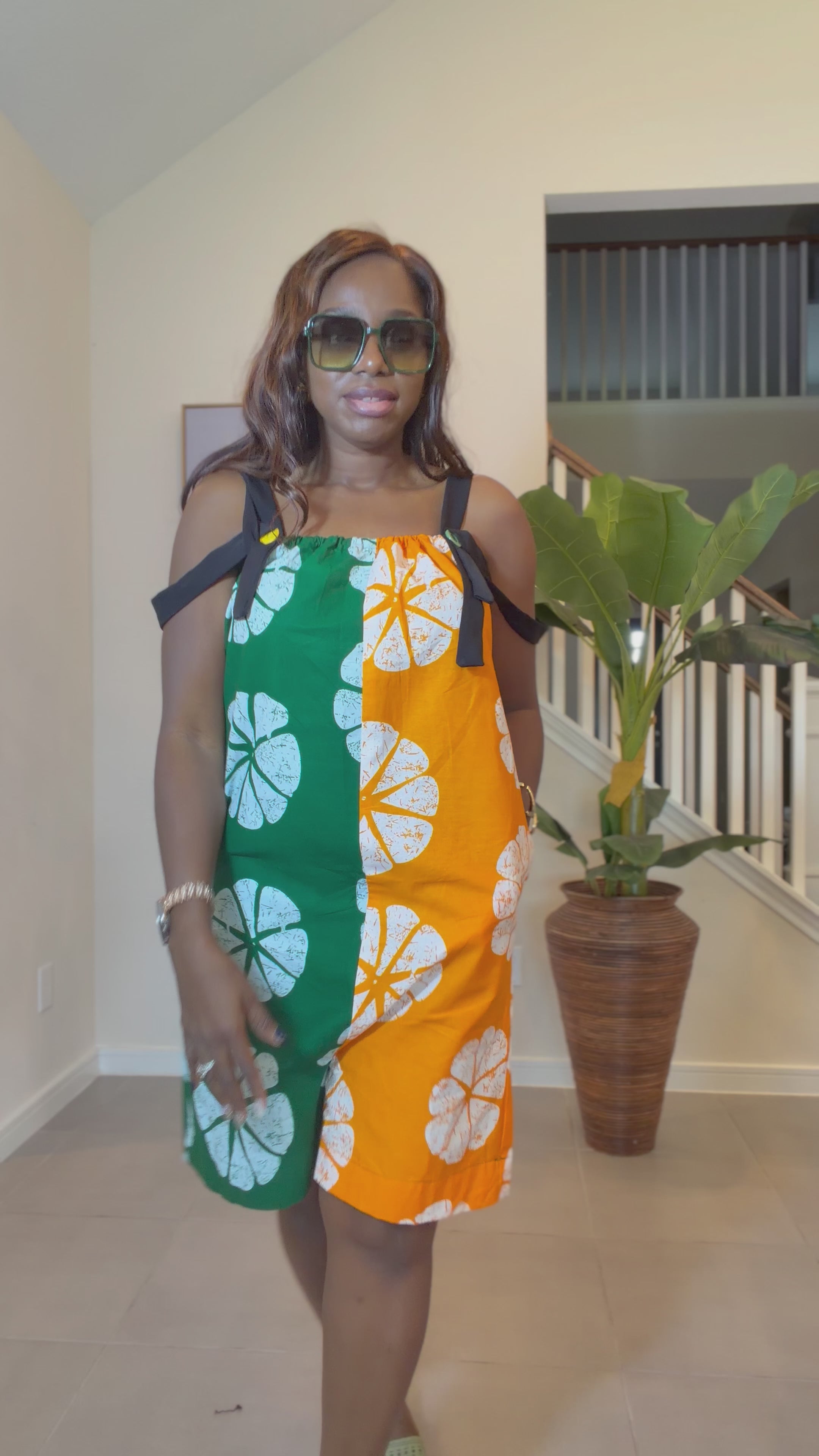 Handmade Ankara Romper: Orange & Green African Print Summer Playsuit