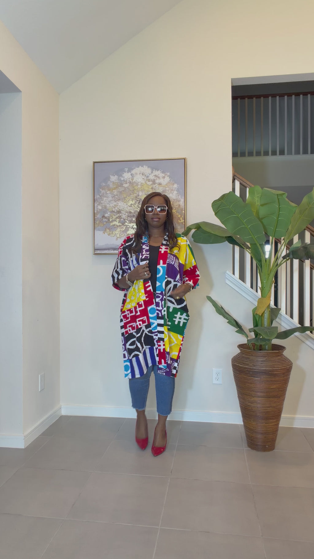 Ankara Patchwork Kimono, Abstract Pop Art Kimono