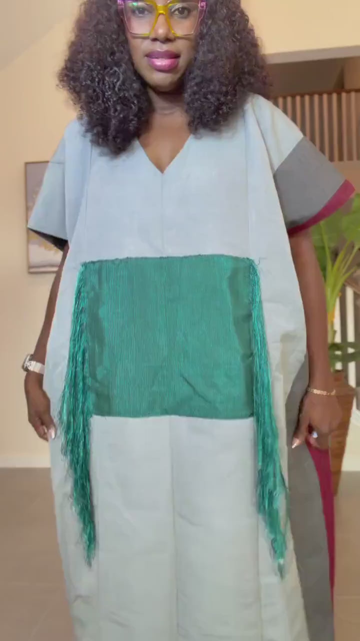 Handmade Aso Oke Kaftan Maxi Dress – Nigerian Fringe Gown