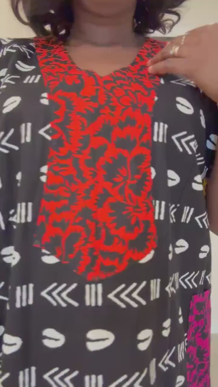 African Print Dress: Short Ankara Dress with Colorful Patch