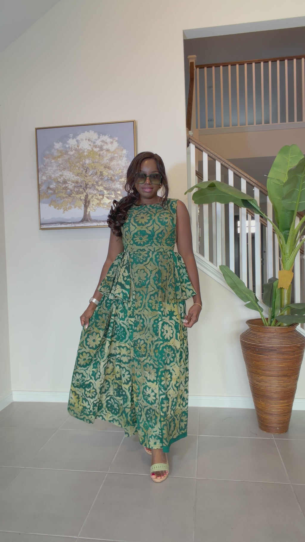 Adire Dress with Flare Sides – Sleeveless African Print Dress for Women