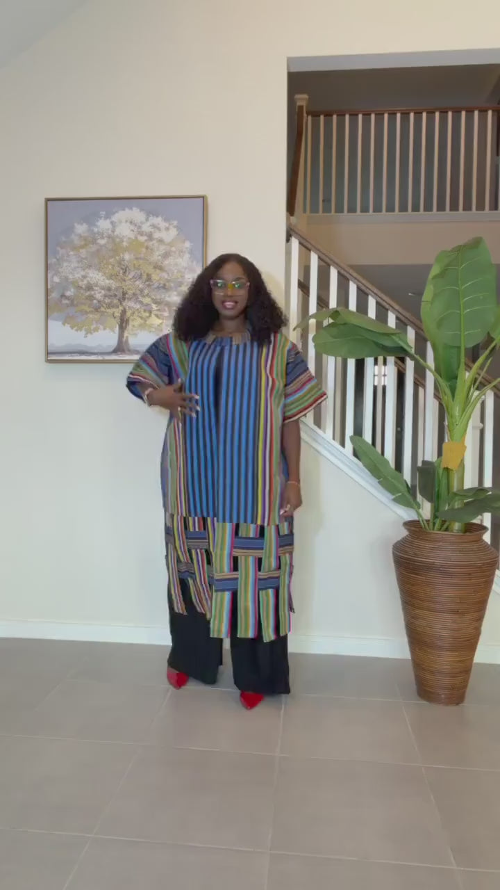 Handwoven Aso Oke Kimono Jacket | Nigerian Yoruba Fabric, Boho Style