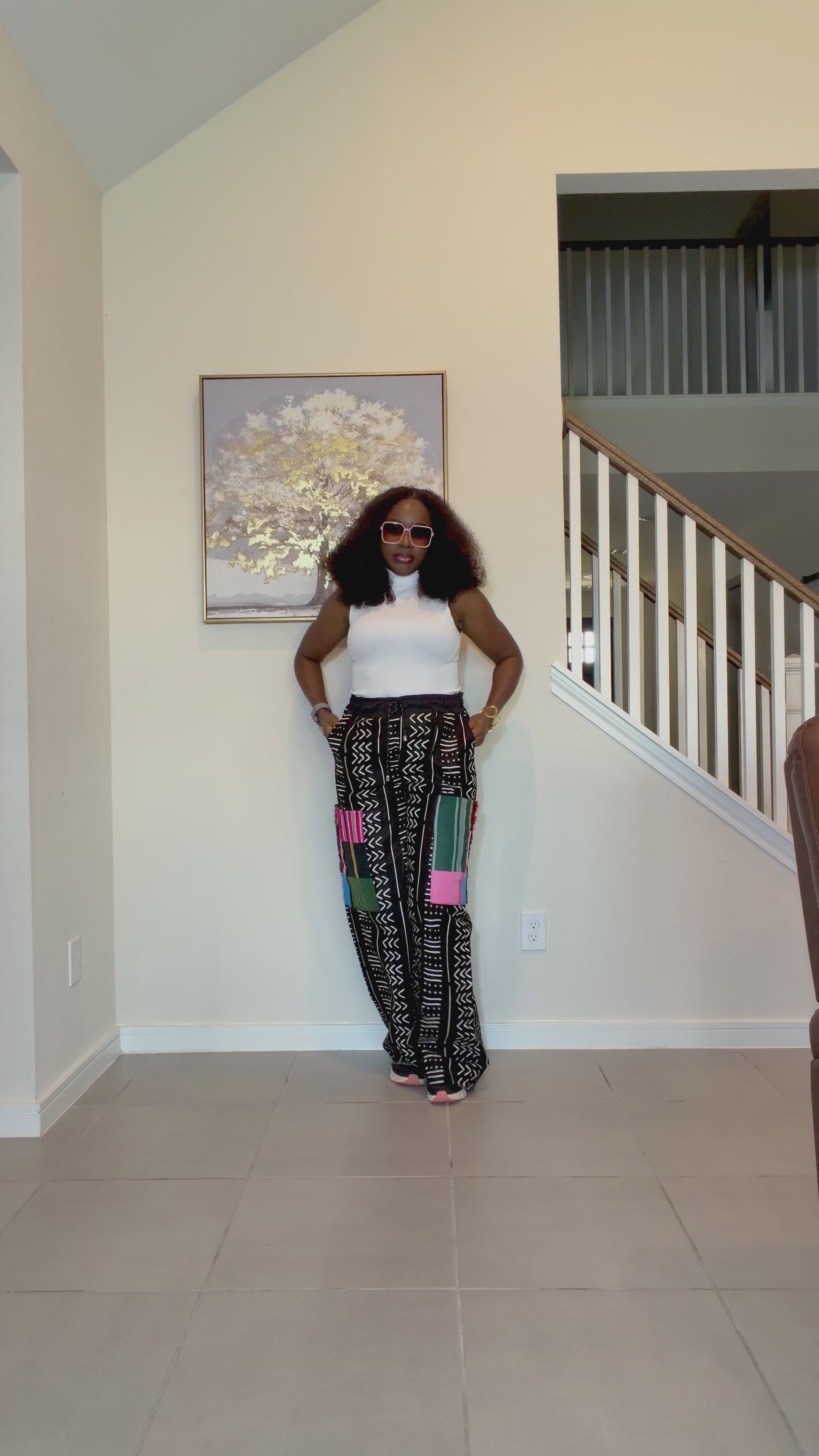 Ankara Wide Leg Trousers with Aso Oke Patch Pockets
